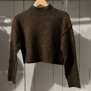 brown tilly’s mock neck sweater